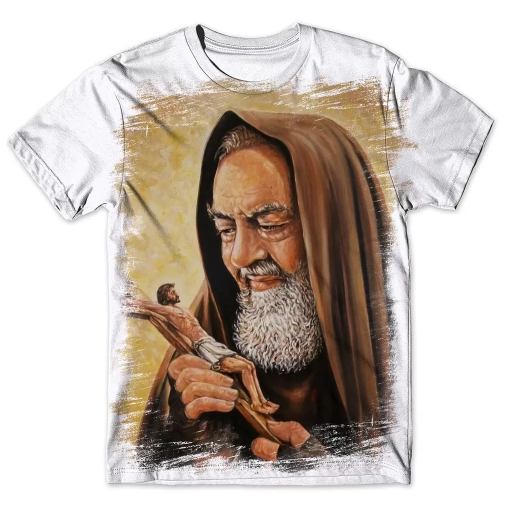 Camisa Camiseta Masculina Católica Santo Padre Pio De Pietrelcina 2