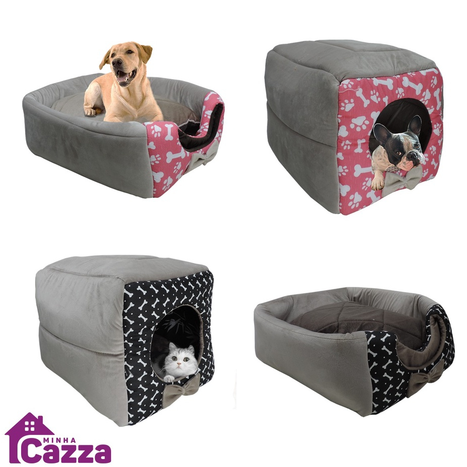 Casinha Toca Cama Iglu Pet 3 Em 1 Cachorro Cão E Gato Com Almofada Lavavel