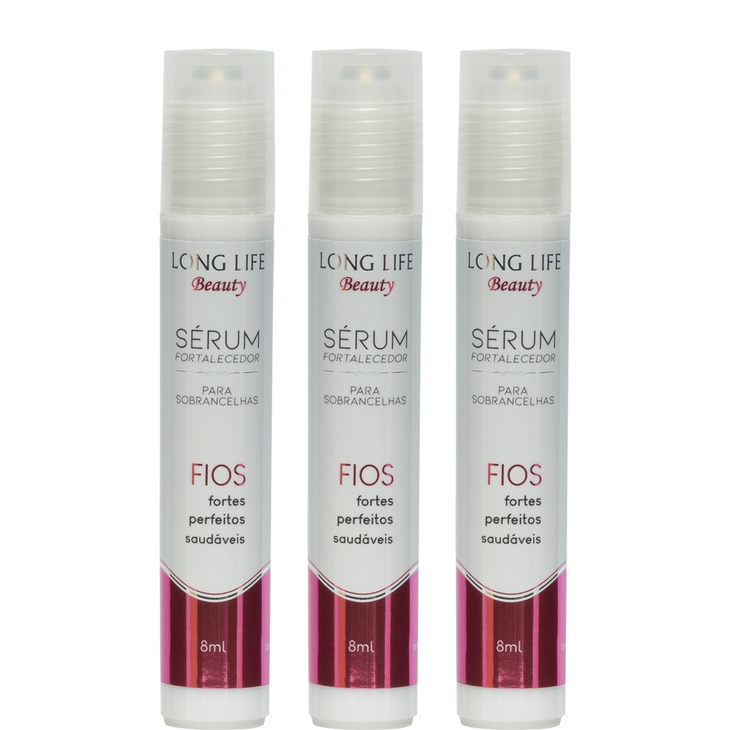 Serum Fortalecedor para Sobancelhas 8ml (3 unid) auxilia de forma natural o crescimento dos fios