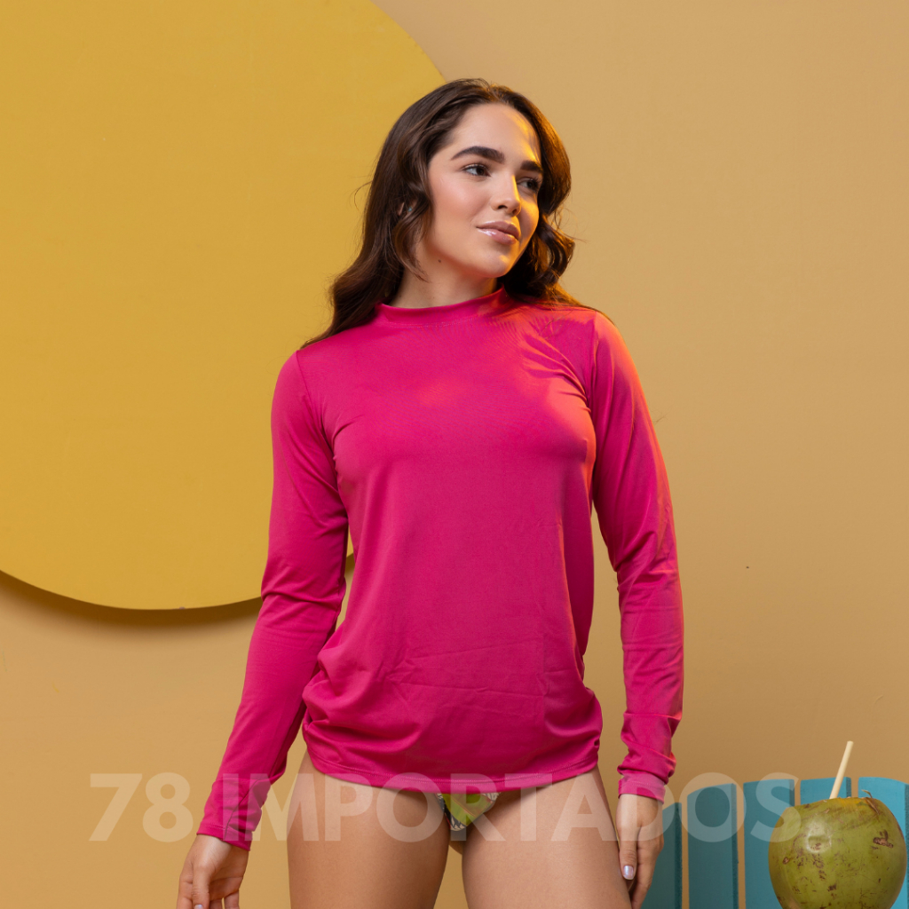 camisas proteção solar uv+50 Camiseta segunda pele Moda praia Promoção