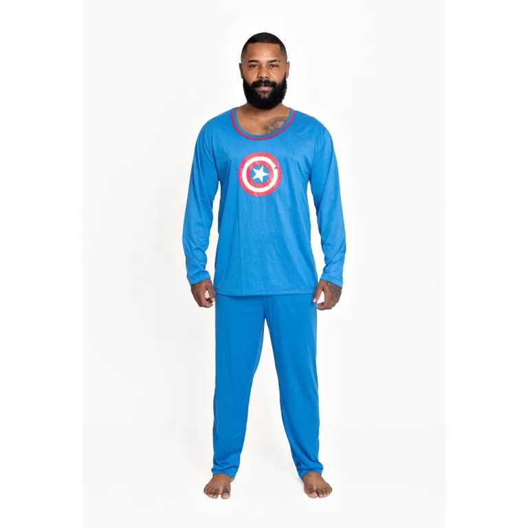 Pijama Masculino Manga Longa Capitão América Inv