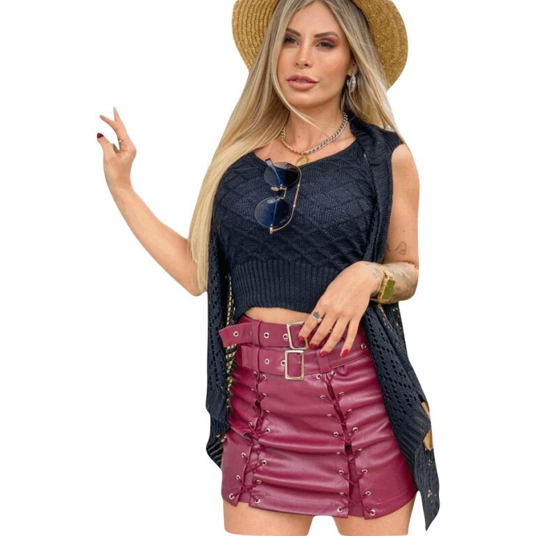 Kimono Rendado e Croped Tricot Moda Primavera Ver�