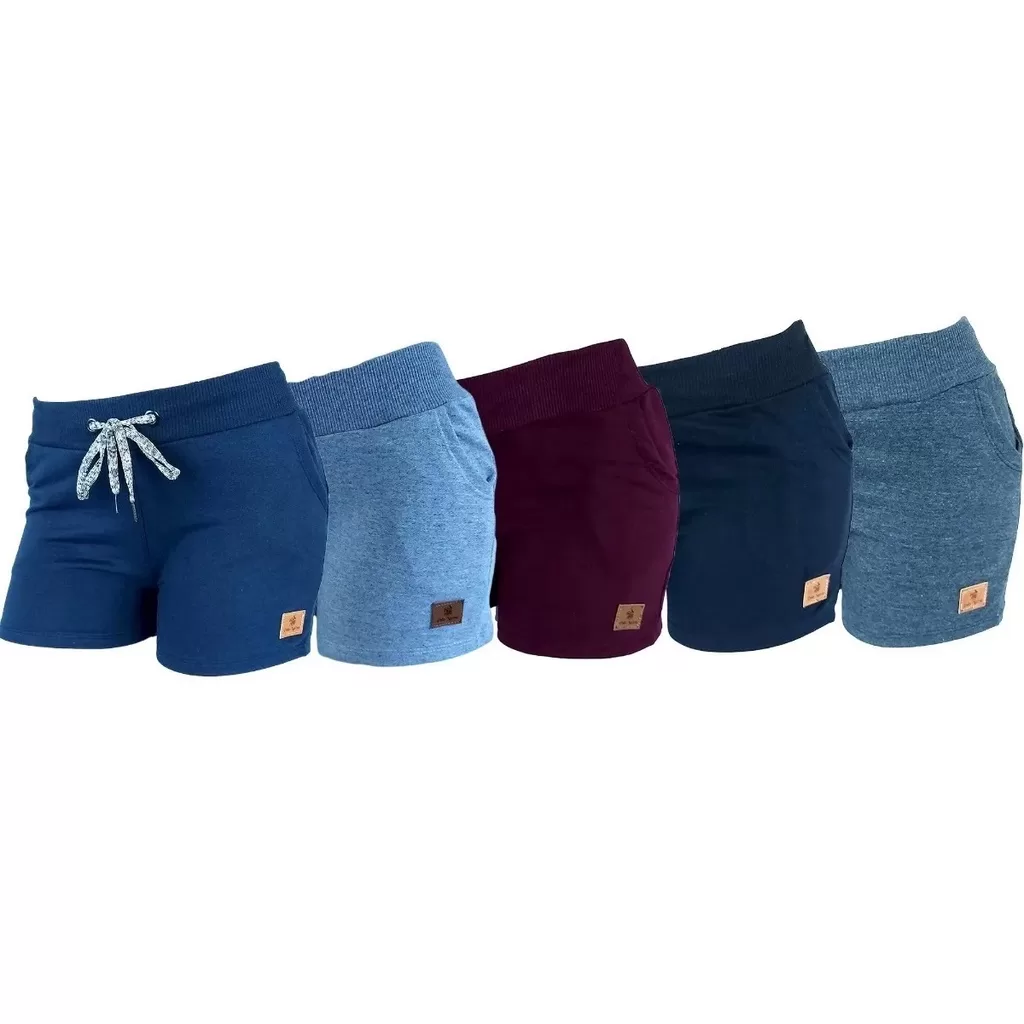 Kit 3 Shorts Feminino Moletinho Ribana Original Cintura C/ Cordão e Elástico Atacado e NF