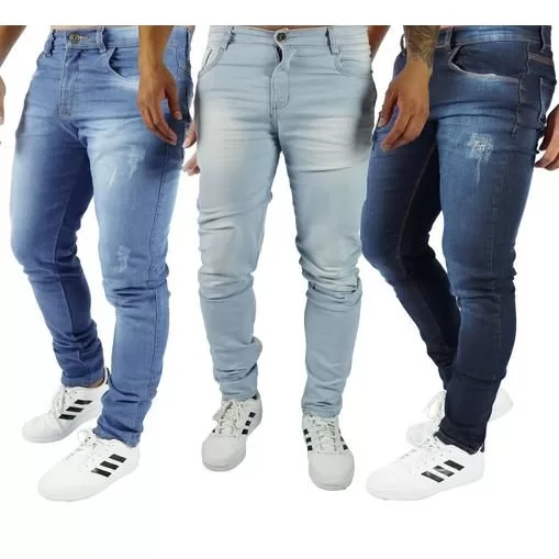 Kit 3 Calças Jeans Sarja Masculino Com Lycra Atac