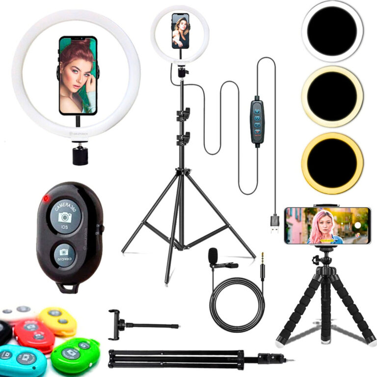 Kit Youtuber Com Tripe 2.10m Iluminador Ring Light