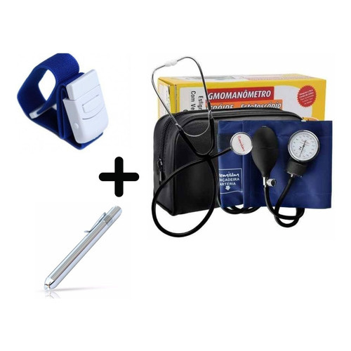 Kit Esfigmomanômetro + Estetoscópio + Garrote + 