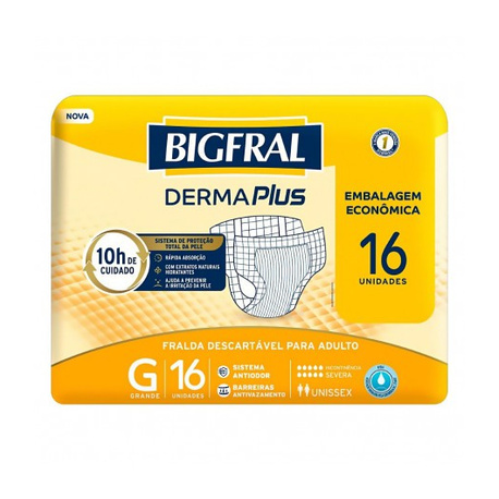 FRALDA GERIÁTRICA BIGFRAL DERMA PLUS G 16un