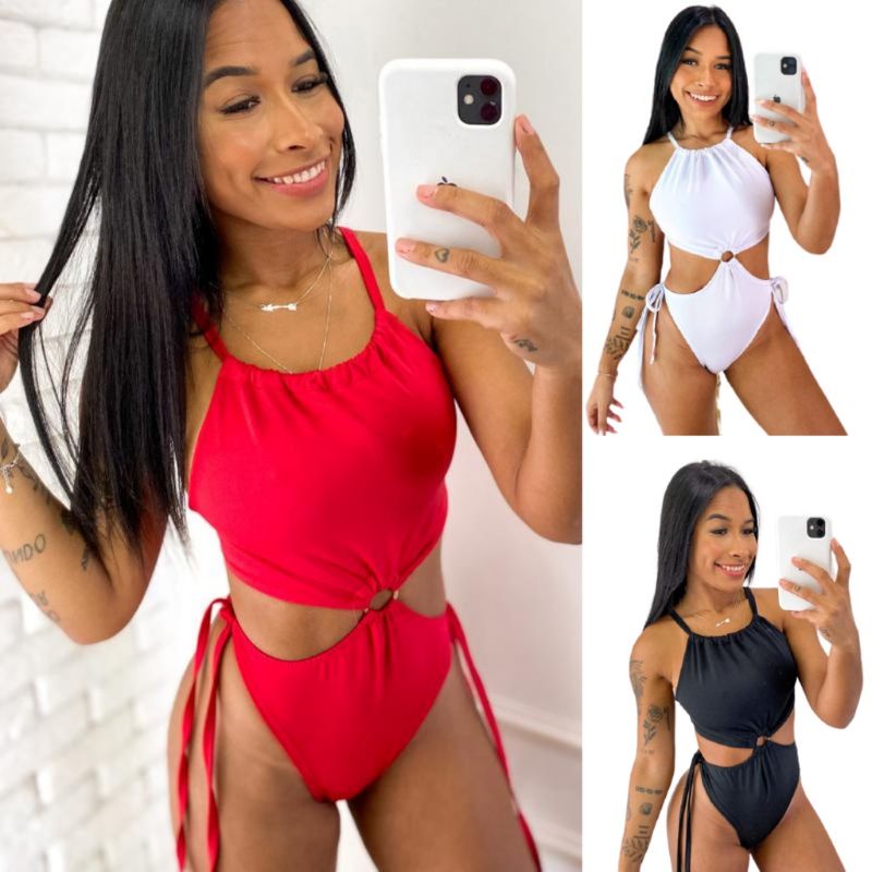 Body Maiô Triquini em 3D Cavado Maio Praia Moda Verão Moda Feminina