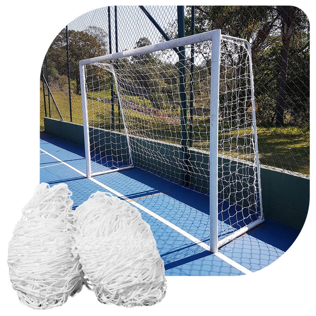 Par de Rede para Trave de Gol Futsal Fio 2 Nylon Futebol de Salão