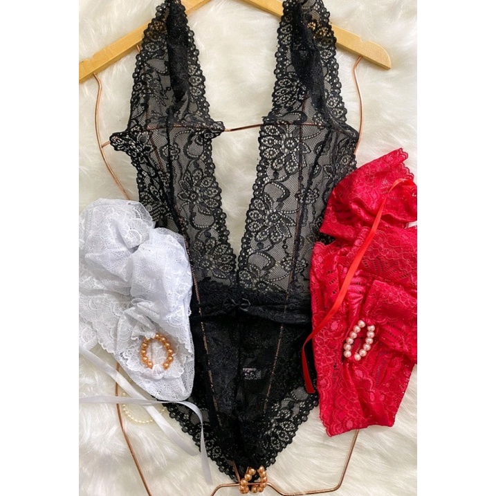 Body Sensual Rendado Feminino Tailandês Lacradora