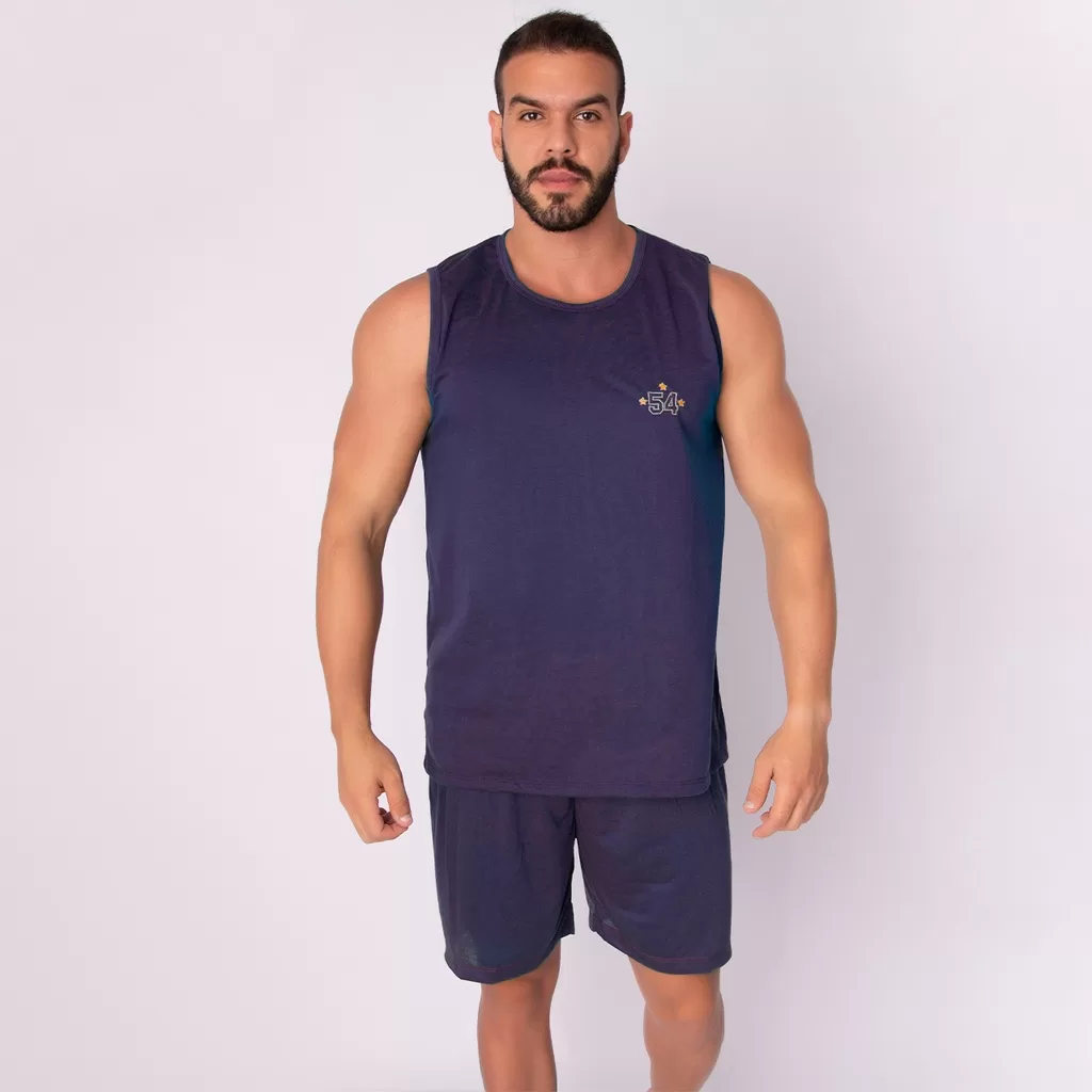 Promoção Pijama Masculino Regata Curto Malha  Short Liso Básico Adulto Verão Dormir