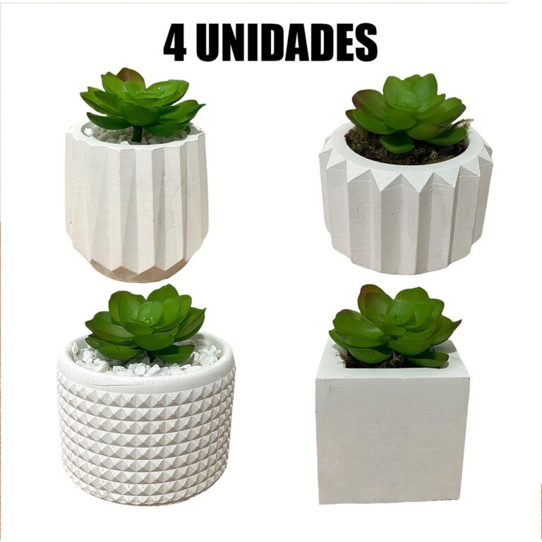 Kit 4 Unidades Vaso decorativo de gesso texturizad