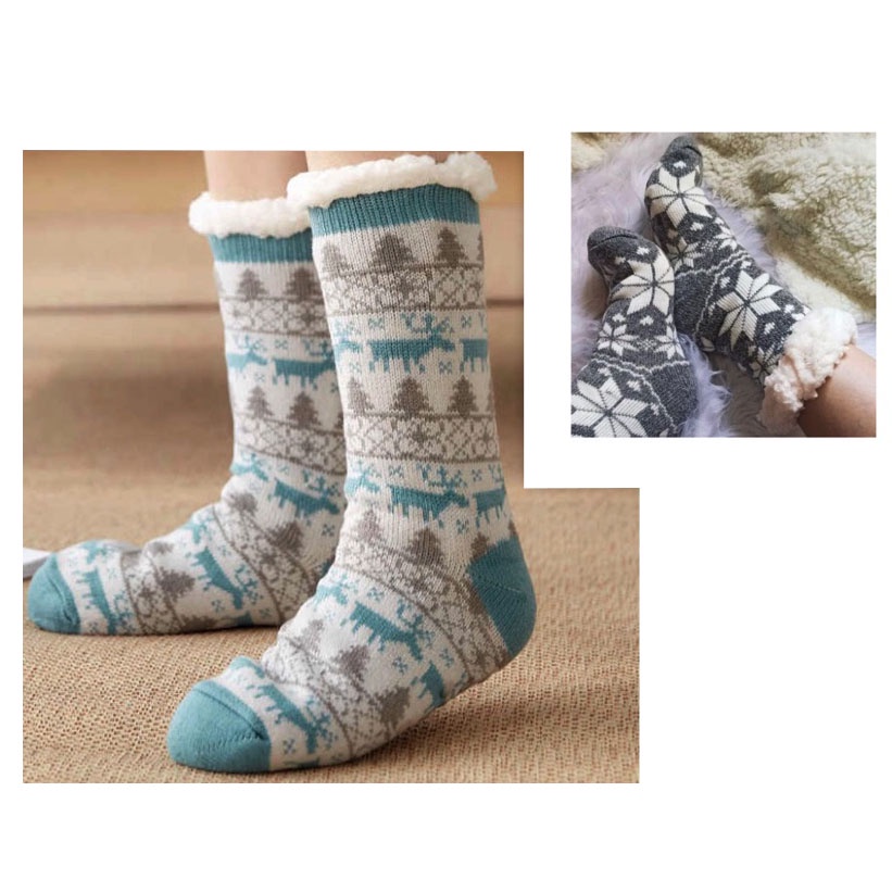 Kit 2 Meia Pantufa Infantil: Lã Forrada com Pelúcia e Solado Antiderrapante – Menino