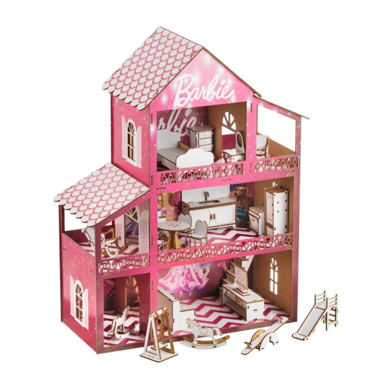 Casinha De Boneca barbie Mdf adesivada C/ Kit Móv