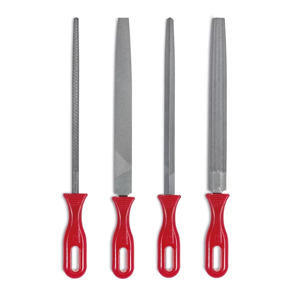 Jogo de Lima Bastarda Murça 8 Pol 200mm Profissional Com Cabo 4 Peças Rocast