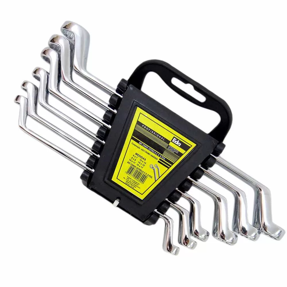 Jogo Kit Chave Estrela Estriada Cromo Vanádio Com 6 Peças – Eda