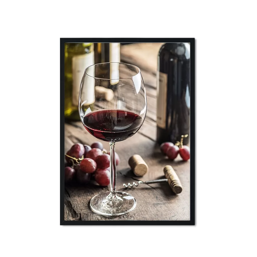 Quadro Decorativo Vinho Wine Taça Uva Rolha Adega Cozinha Sala Quarto