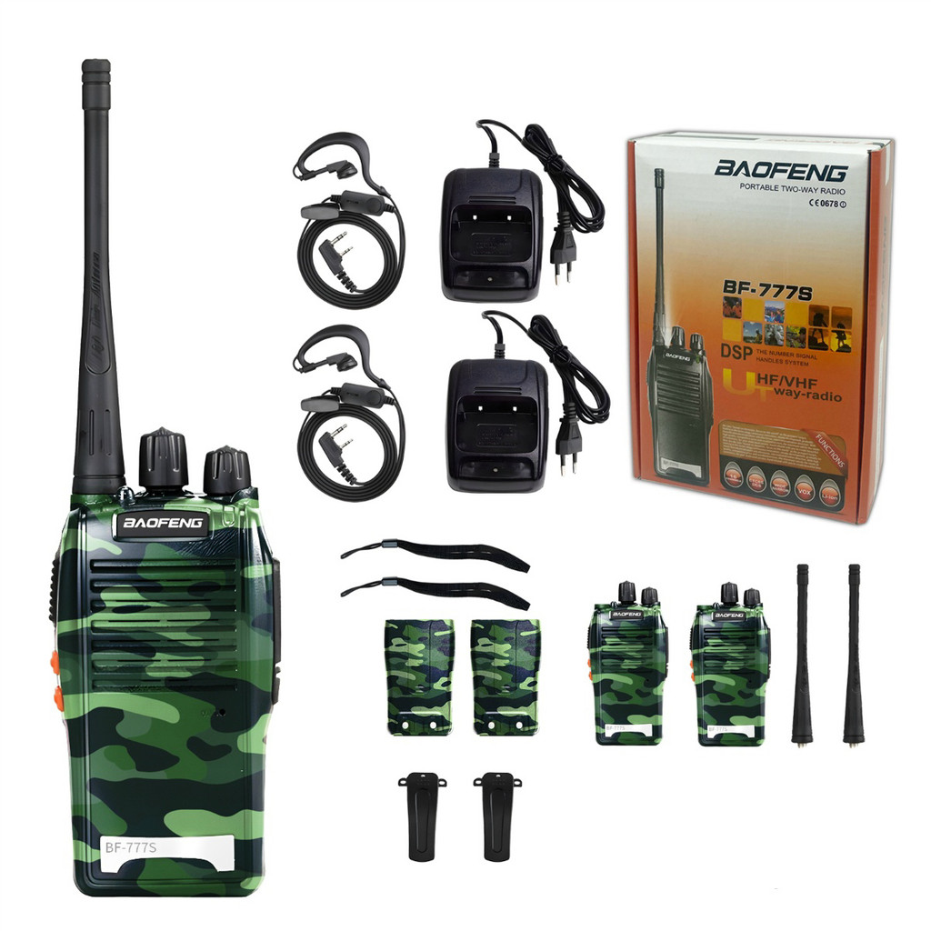 Kit 2 Rádio Comunicador Walk Talk Baofeng 777s com 16 Canais Alcance de 12Km 2 Duas Pçs