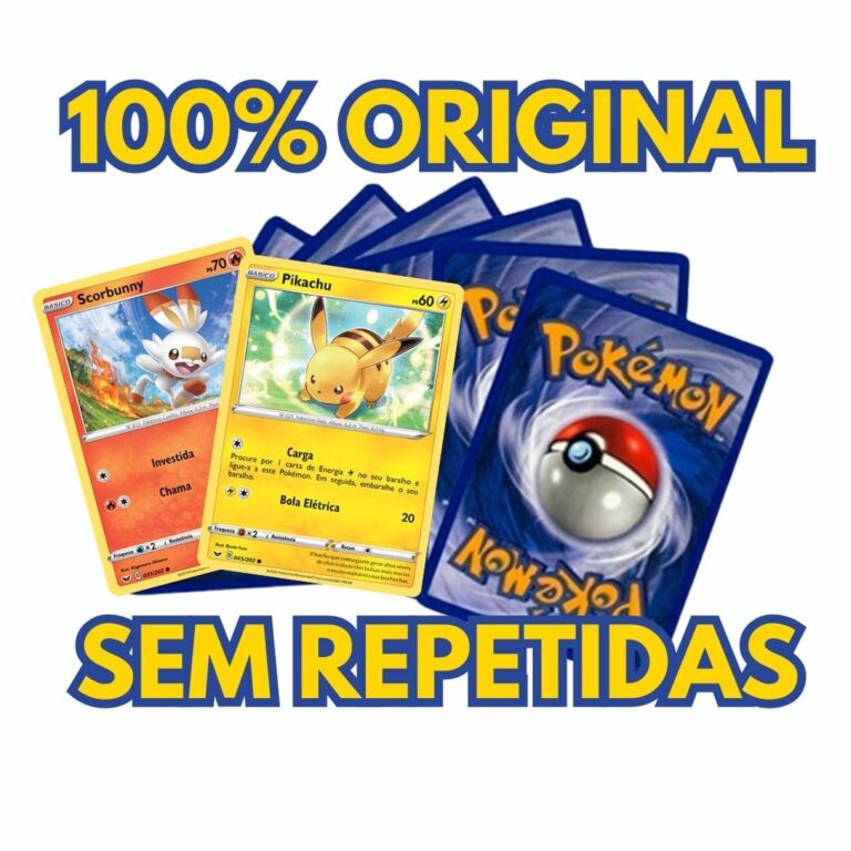 Cartas Pokemon Originais Lote de 100, 50 ou 20 
