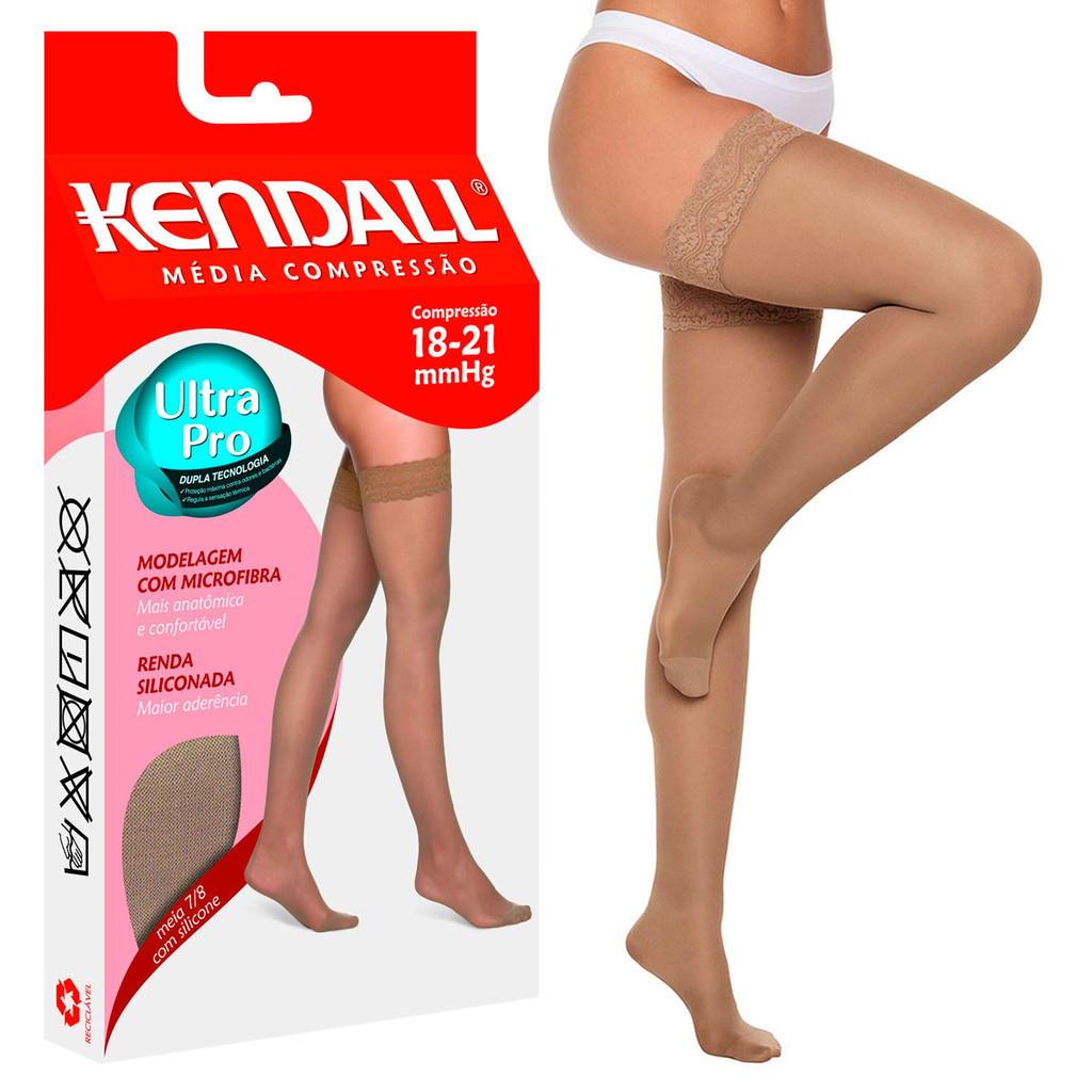 Meia 7/8 com Silicone Média Compressão 18-21 mmHg Kendall