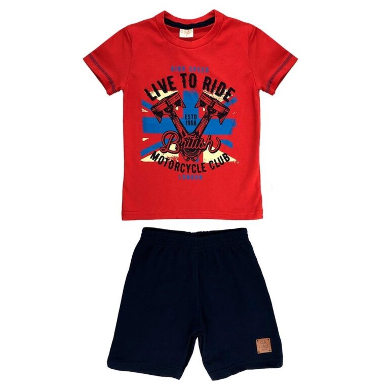 Conjunto Infantil Menino Maga Curta Básico Vermel