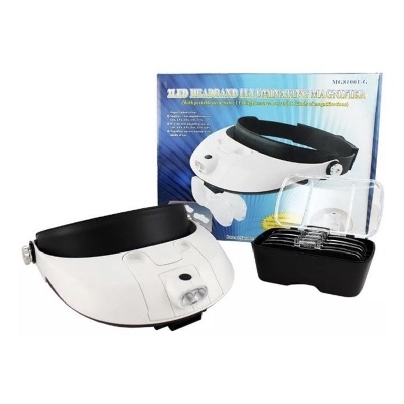 Super Lupa De Cabeça Profissional 2 Super Leds + 5 Lentes