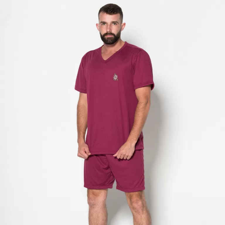 Pijama Masculino Gola V Fechado Conjunto Curto Sho