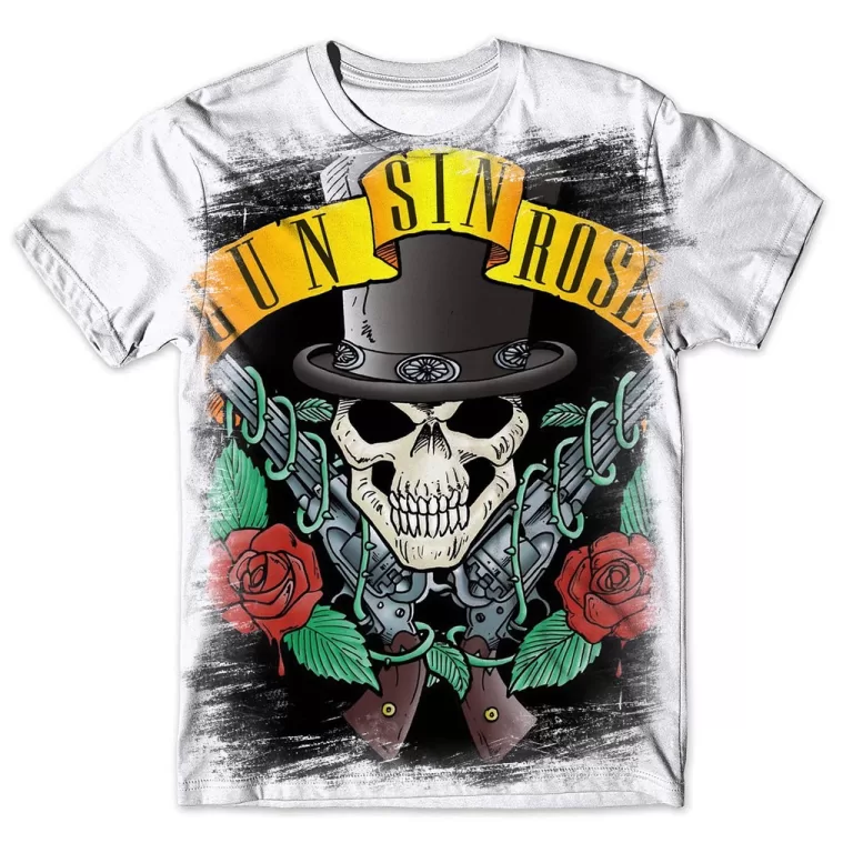 Camisa Camiseta Masculina Caveira Rosas Flores 2