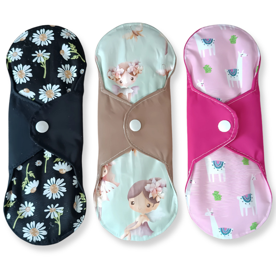 Absorvente Ecológico Reutilizável (Fluxo Leve/Médio/Noturno) 100% Algodão | Não Vaza