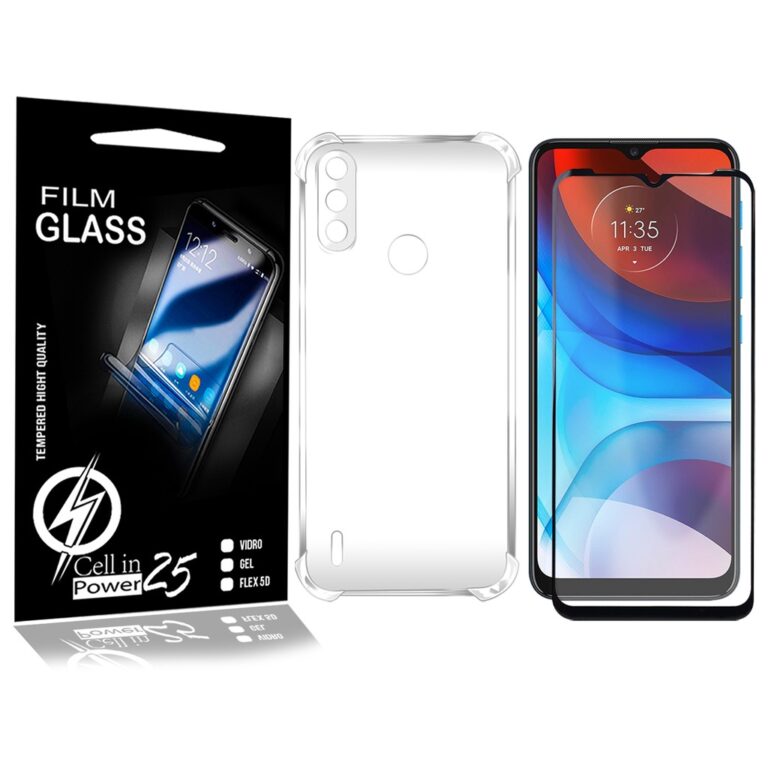 Película De Vidro 3d + Capa Anti Impacto Moto E7 