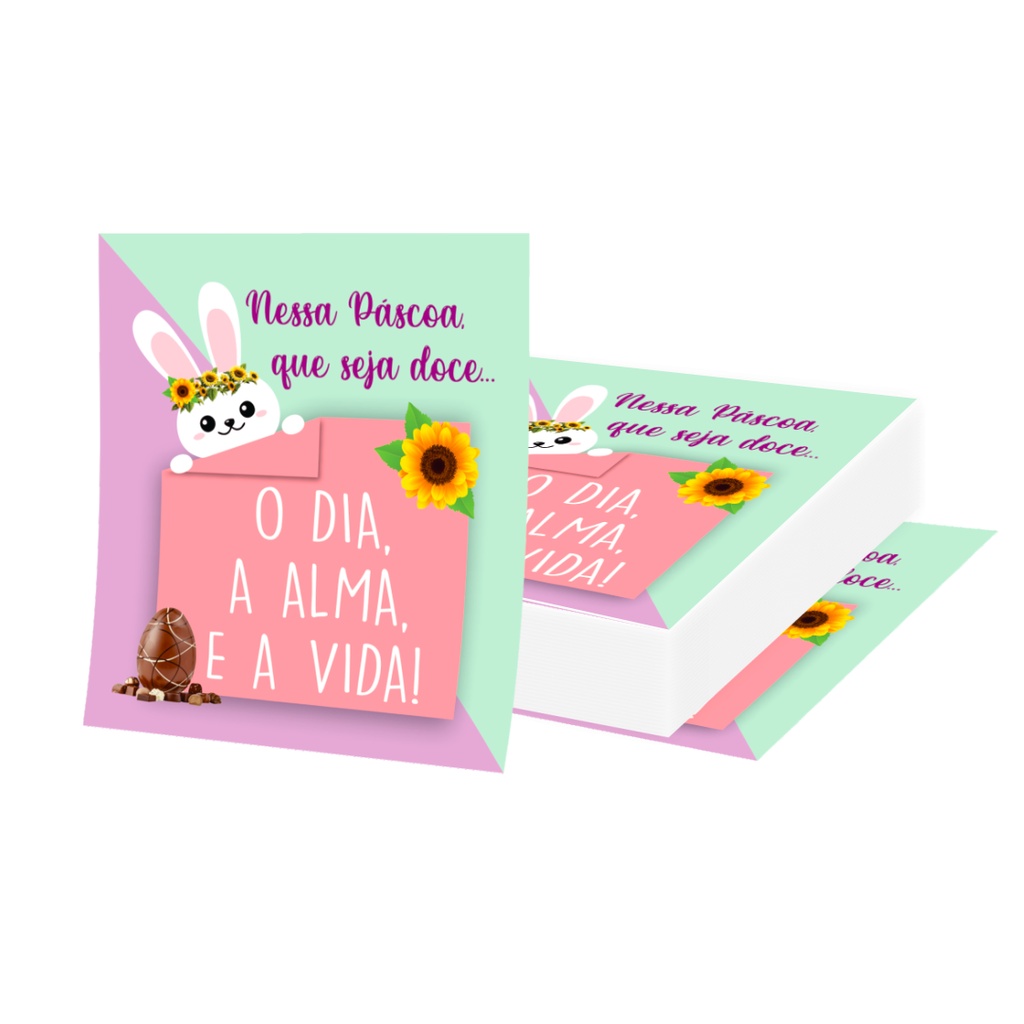 50 Cartão postal de Páscoa + 120 Adesivo/Lacres de sacola de BRINDE