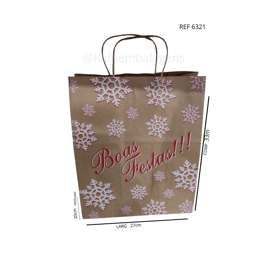 Sacola de Papel Boas Festas Ref 6321 – 10 unidades – Kafe Embalagens