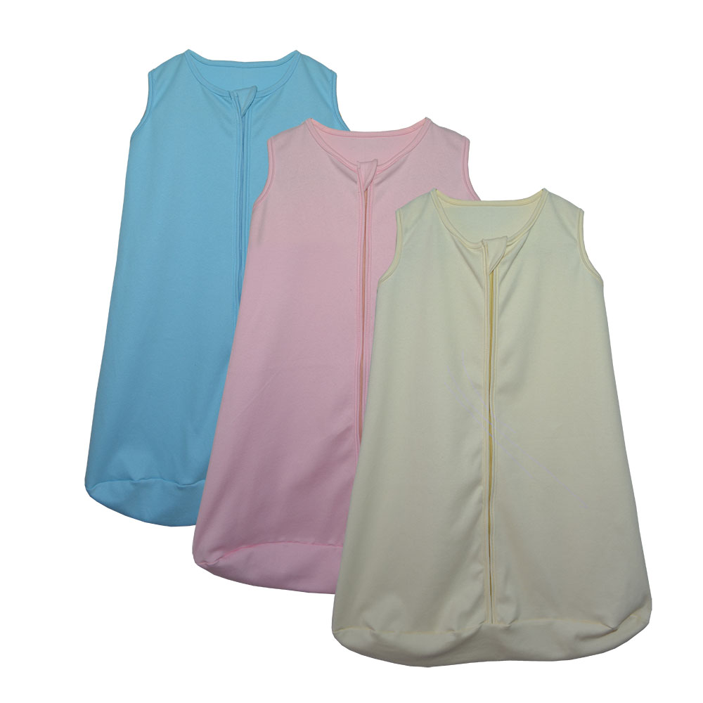 Kit 3 Saco de Dormir Bebê Amarelo, Azul e Rosa Enxoval Pijama 100% Algodão