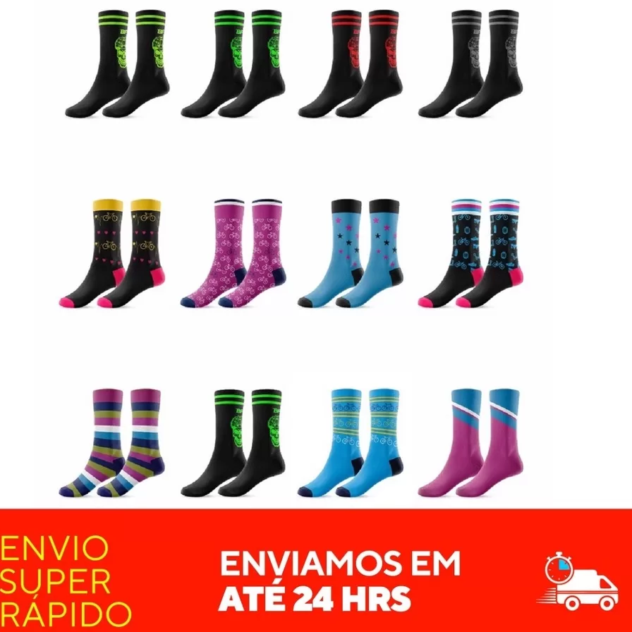 Meia de Ciclismo Meias para Ciclistas Vários Modelos Socks Bike Mtb Média Compressão
