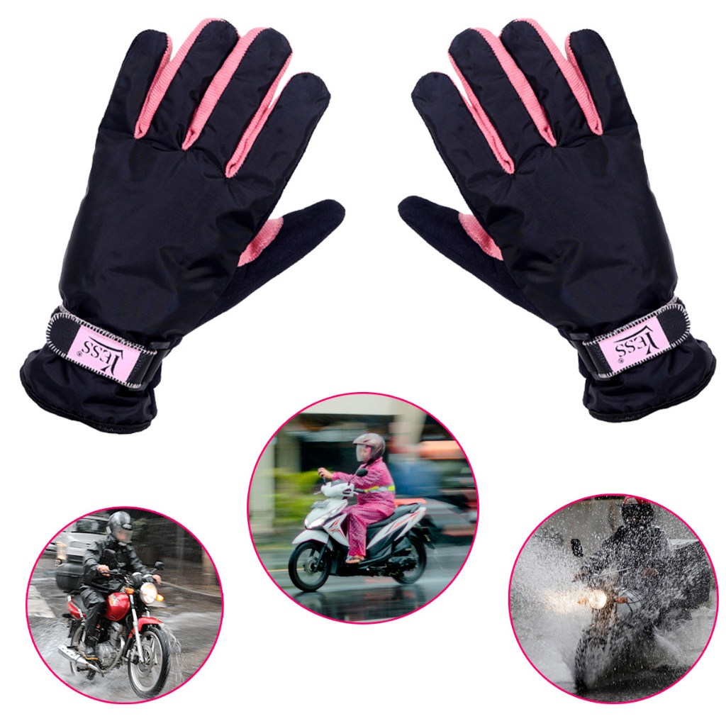 Luva feminina impermeável Motociclista Frio Moto Motoqueira motogirls forrada detalhes rosa quente