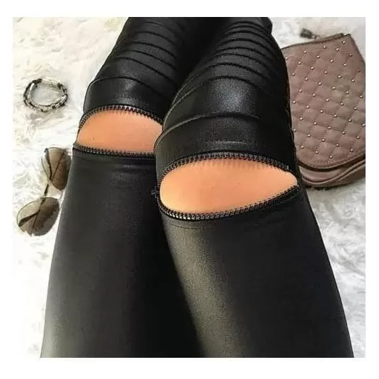 Calça Cirre Skinny Cintura Alta Preta Ziper No Jo