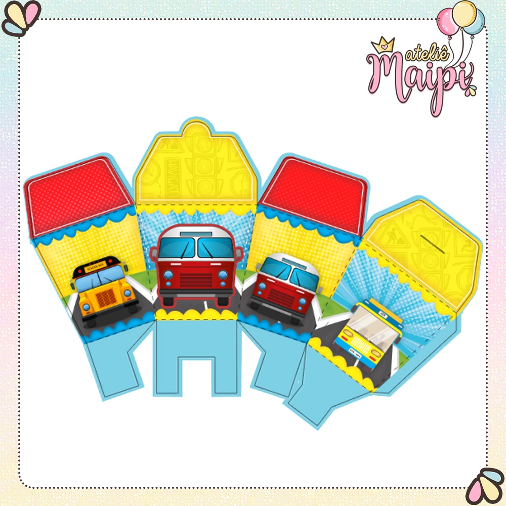 caixinha para festa tema ônibus