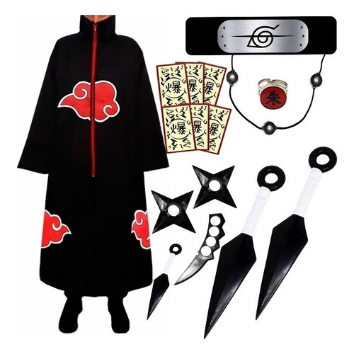 Mega Kit Itachi C/ Manto Akatsuki + 11 Itens Cospl