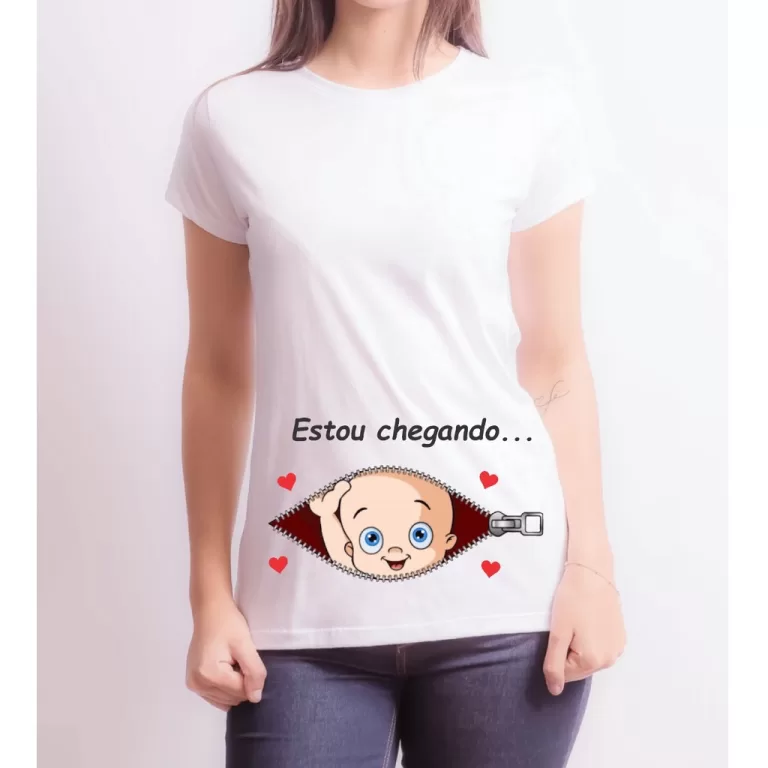 Blusa Camiseta Gestante Estou Chegando Chá De Beb