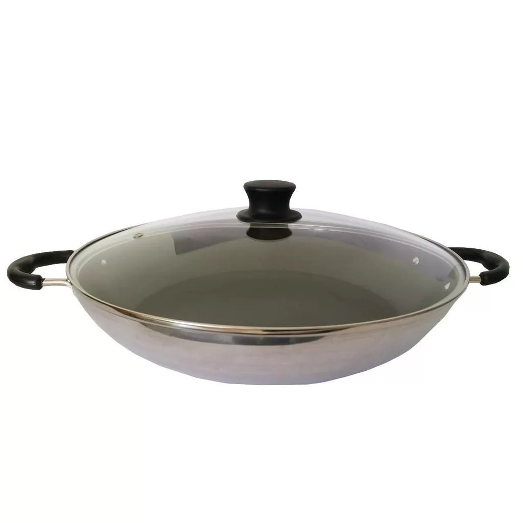 Paellera Wok Antiaderente Grande Com Tampa 32Cm Docesar
