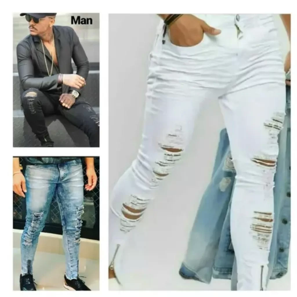 KIT 3 CALÇAS MASCULINAS DESTROYED COM ZÍPER NA BARRA VESTE 36 AO 46