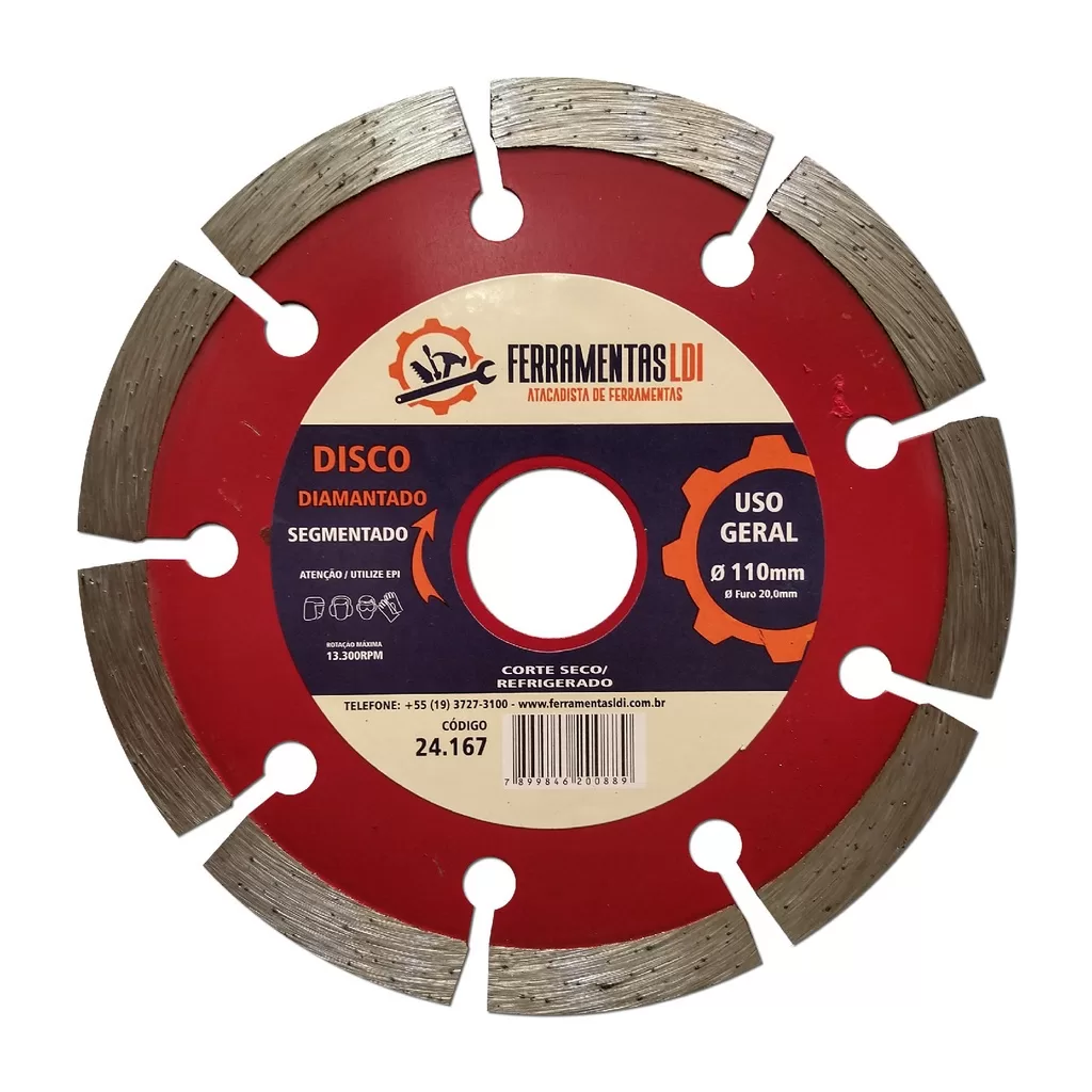 Disco Serra Mármore Diamantado 4 Polegadas 110mm Segmentado Furo 20mm Profissional