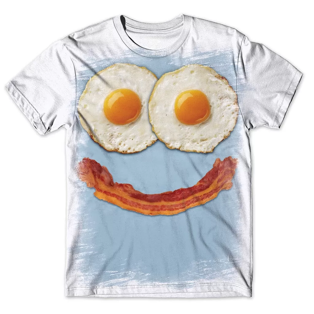 Camisa Camiseta Masculina 3D Ovo Frito Bacon