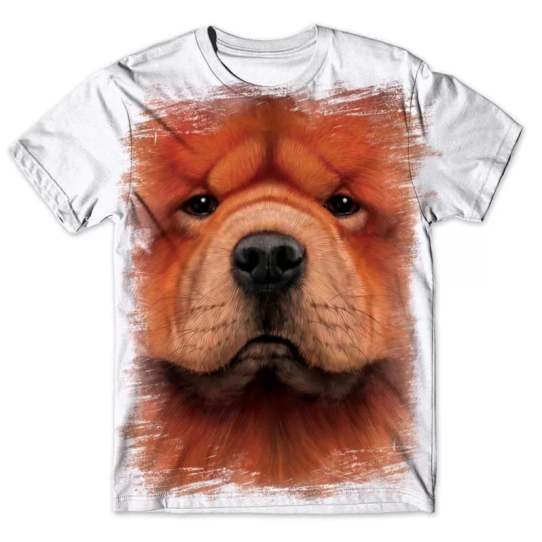 Camisa Camiseta Masculina 3D Cachorro Chow Chow 1