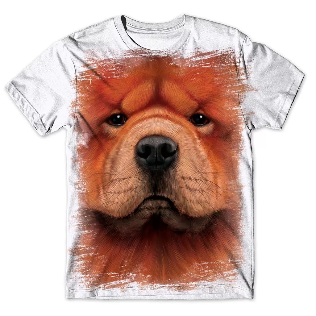 Camisa Camiseta Masculina 3D Cachorro Chow Chow 1
