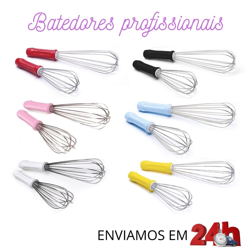 Batedeiras de bolo Fuet Fuê Profissional reforçado, Batedor  de 25 ou 30 cm confeitaria e cozinha va