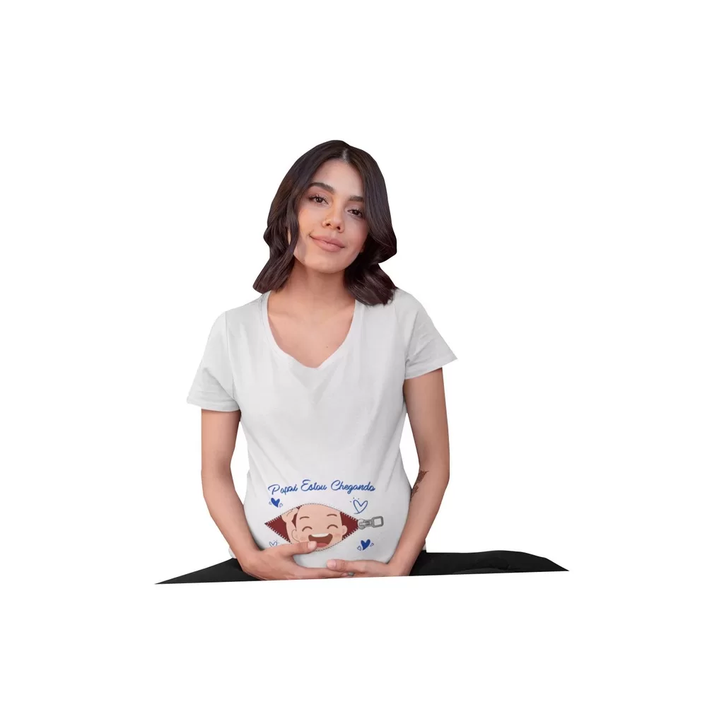 Camiseta Gestante Estou Chegando Papai Chá De Bebê Grávida de Menino