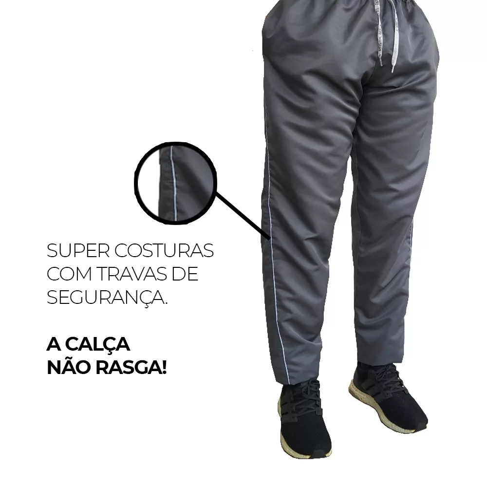 Kit 3 Calças Masculinas Tactel Atlética Leve, 3 Bolsos, Plus Size Envio Imediato