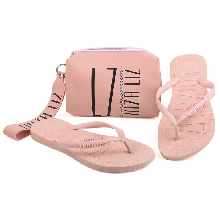 Kit chinelo Luiza Liz e necessaire bolsa de mão p