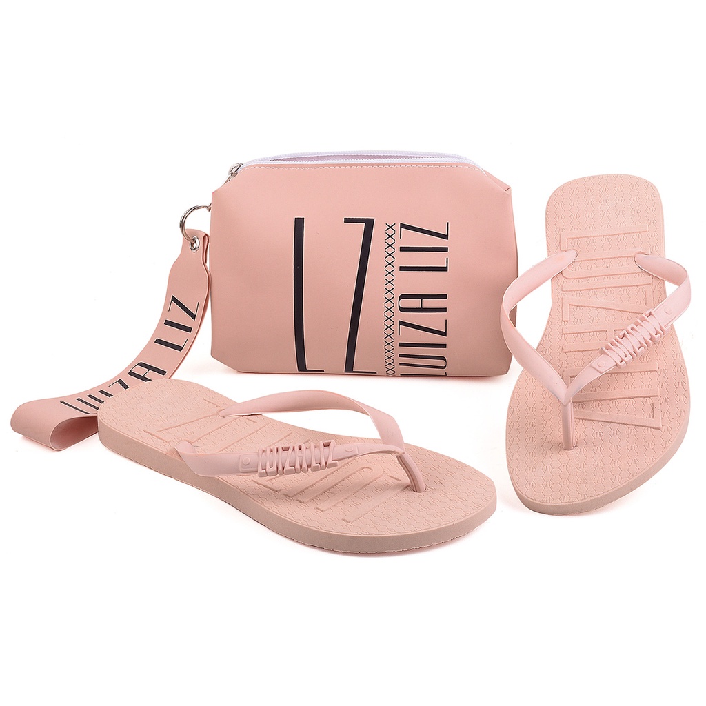 Kit chinelo Luiza Liz e necessaire bolsa de mão pequena kit dia a diablogueira